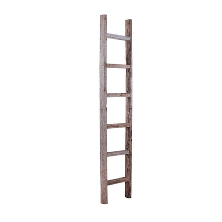 Barnwoodusa Rustic Farmhouse 6ft Reclaimed Wood Decorative Ladder (Weathered Gray) 672713210108